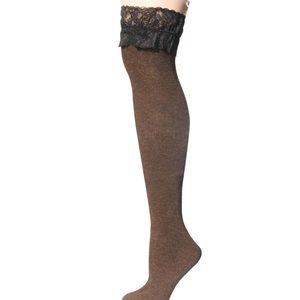 Boot Socks by Mirabeau Brown with Lace Over the Knee Boot Socks Sz Fits 7-10